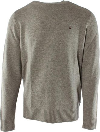Tommy Hilfiger Lambswool Crewneck Sweater - Heren - Ronde hals truien - Grijs - XL - Wol - Truien & Vesten