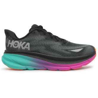 Hoka One One Hoka Clifton 9 GTX Textile Womens Low Top Trainers - Black Electric Aqua - Size:UK 5.5