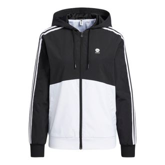 adidas (WMNS) adidas Essentials Woven Jacket Asia Sizing Black White HM2007