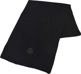 Moncler ribbed logo-plaque scarf - Black