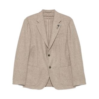 Lardini Jassen, Heren, Beige, XL, Wol, Enkelrijige blazer van wol en kasjmier