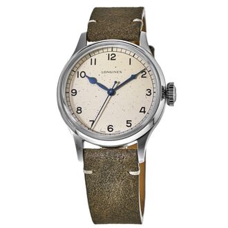 Longines Heritage Military Automatic Silver Dial Leather Strap Limited Edition Mens Watch L2.819.4.93.2