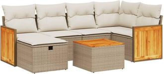 vidaXL Vidaxl - Set Sof&aacute;s De Jard&iacute;n 7 Piezas Y Cojines Rat&aacute;n Sint&eacute;tico Beige
