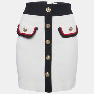 Maje Ecru Cotton Knit Jerome Mini Skirt