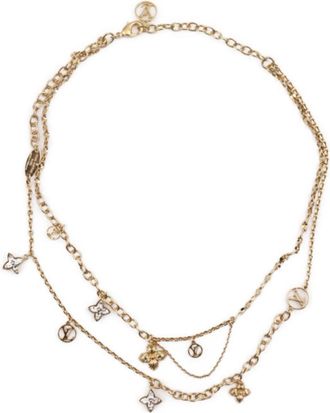 Louis Vuitton Gold Tone Double Layered Charm Necklace