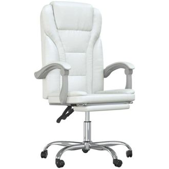 vidaXL Silla De Oficina Reclinable Cuero Sint&eacute;tico Blanco Vidaxl