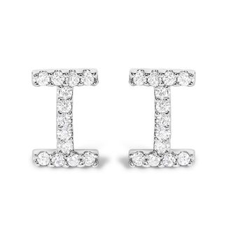 House of Brilliance 10K Gold 1/10 Cttw Diamond Initial A to Z Stud Earring