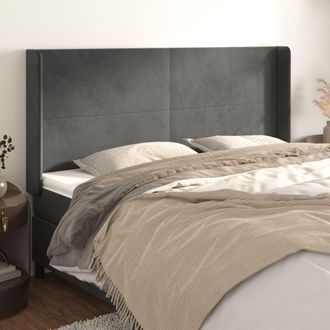 vidaXL Cabecero Con Orejas De Terciopelo Gris Oscuro 183x16x118/128 Cm Vidaxl