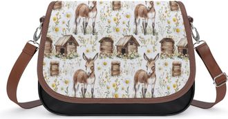 Generic Cute Donkey Watercolor Womens Crossbody Bag Fashion Shoulder Handbags Message Tote Bag with Adjustable Strap