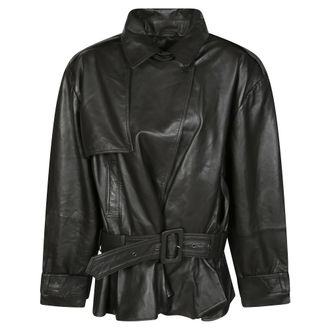 Rotate Biker Leather Jacket - female - ROTATE Birger Christensen - Trench Coats - Brown - XS - Coats