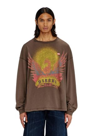 Diesel Long sleeve T-shirt with Phoenix graphic - T-Shirts - Man - Brown
