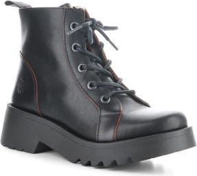 FLY London Metz Combat Boot in 005 Black/red Java at Nordstrom Rack, Size 8-8.5Us / 39Eu