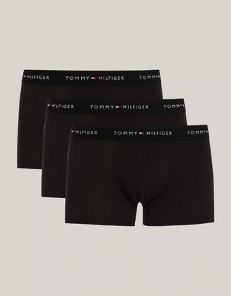 Tommy Hilfiger Mens Tommy Hilfiger 3 Pack Mens Colour Waistband Trunks - B-Primary Red/Red/Blue - Black - Size: 37/36/32