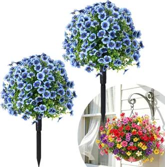 OEM Bolas Artificiales De Boj (juego De 2), Resistentes A Los Rayos Uv, Con Flores Decorativas, Para Macetas De Exterior (terraza, Porche, Jardinera), Col