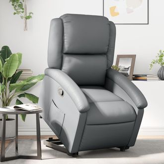 vidaXL Sill&oacute;n Reclinable Elevable Cuero Artificial Gris Vidaxl