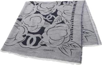Chanel Pre-owned Scarves, female, Blue, Size: ONE SIZE Pre-owned Silk Scarf