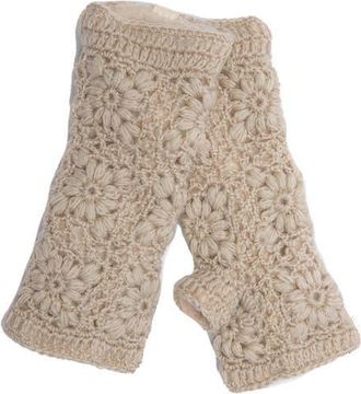 Nirvanna Designs Flower Crochet Handwarmers in Linen at Nordstrom