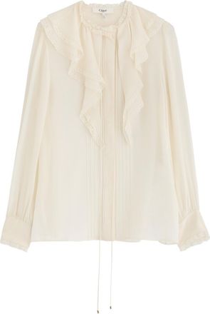 Chloé Ruffled Silk-chiffon Blouse - White - 40 (UK12 / M)