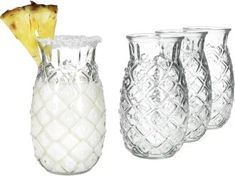 OEM Vaso Anan&aacute;s - 400 Ml - Dise&ntilde;o Transparente - Para C&oacute;cteles Y Fiestas - Set De 4