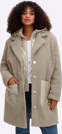 Sheego Langmantel SHEEGO, Damen, Gr. 40, schlamm, 100% Polyester, Kapuzenfutter:100% Polyester, Wattierung:100% Polyester, unifarben, unifarben mit Farbeinsa