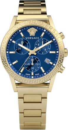 Versace Sport Tech Chronograaf Goud Blauw Horloge - Dames - Horloges - Geel - ONE Size - Accessoires