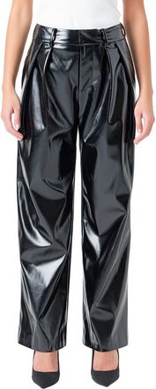 Grey Lab Pleat Faux Patent Leather Pants in Black at Nordstrom, Size X-Small