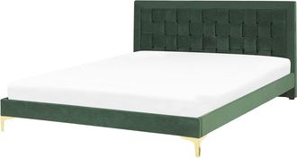 Beliani Beliani - Cama Con Somier De Terciopelo Verde Oscuro 160 X 200 Cm Cabecero Patas Limoux