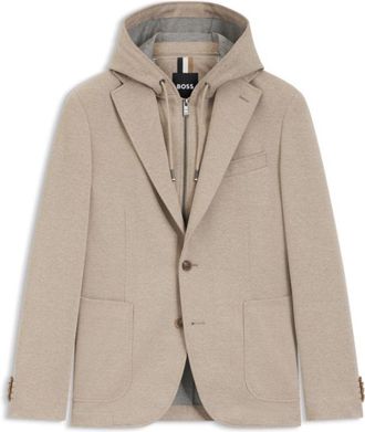 BOSS Slim-fit jacket with integrated hoodie