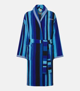 Versace Striped cotton terry bathrobe