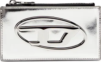 Diesel 1DR Metallic Leather Card Holder in Silver at Nordstrom