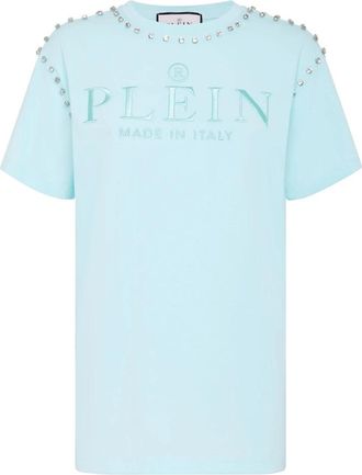 Philipp Plein T-shirt Ronde Hals SS Stones - Dames - T-shirts - Blauw - XS - Katoen - Tops