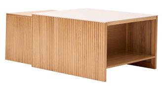 Nordlys Set of 2 Wooden Coffee Tables with Storage in Light Brown