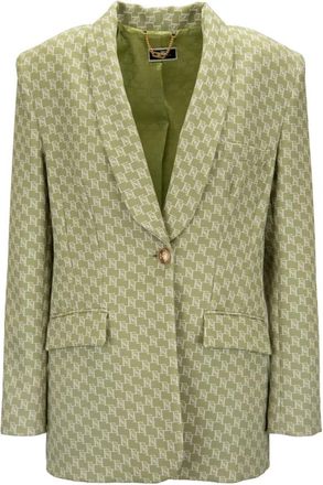 Elisabetta Franchi Gouden Knoop Blazer met Logomotief - Dames - Blazers - Groen - XS - Polyester - Jassen