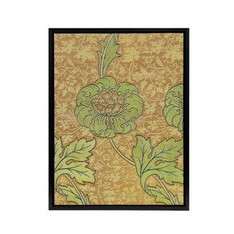 Artery8 Flower Bloom Textile Detail Framed Canvas Wall Art Print William Morris in Orange | Size: W24 x H32