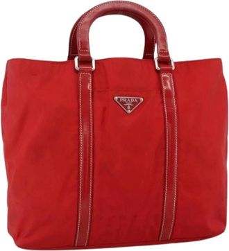 Prada Pre-owned Tote Bags, female, Red, Size: ONE SIZE Pre-owned Vintage Nylon Hand Bag