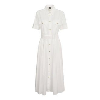 Fay Shirt Dresses, female, White, Size: S Buttoned Shirt Midi Dress