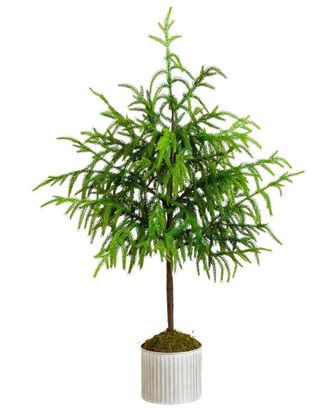 Nearly Natural 3Ft. Artificial Real Touch Norfolk Island Pine In Metal Tin Planter