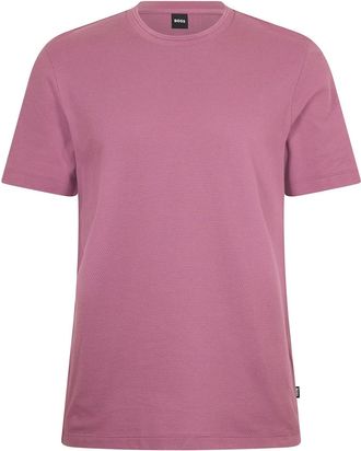 HUGO BOSS Mens Tiburt Bubble Structure Cotton Short Sleeve T-Shirt in Bright Purple - Size X-Large