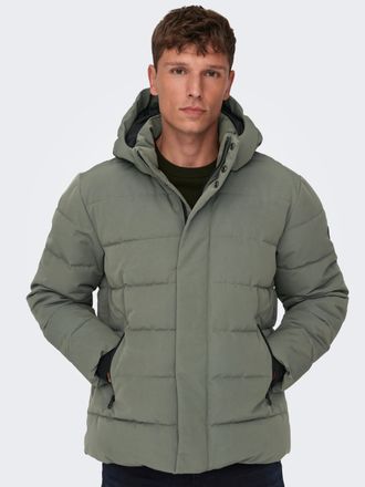 Only & Sons Steppjacke ONLY & SONS ONSCAYSON PUFFA OTW NOOS, Herren, Gr. M, castor gray, Web, Obermaterial: 100% Polyester, unifarben, regular fit normal, Rippb&uuml;n