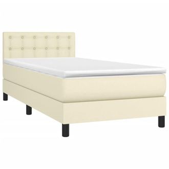 vidaXL Vidaxl - Cama Box Spring Con Colch&oacute;n Cuero Sint&eacute;tico Crema 90x190 Cm