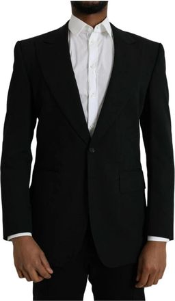 Dolce & Gabbana Zwarte Wol Peak Coat Blazer - Heren - Blazers - Zwart - M - Wol - Jassen