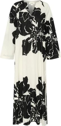 Soaked In Luxury Kleedjes, Dames, Beige, M, Katoen, Bloemen Kaftan Jurk Whisper White