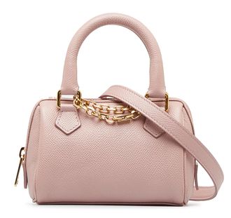 Celine Pink Mini Grained Leather Chain Boston Bag