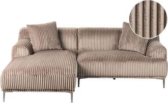 Beliani Beliani - Sof&aacute; Esquinero De Pana Derecho 3 Plazas Marr&oacute;n Claro Stenum