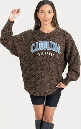 Gameday Couture Womens Gameday Couture Brown North Carolina Tar Heels Leopard Oversized Sweatshirt at Nordstrom, Size Xx-Large