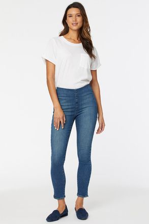 NYDJ Pull-On Skinny Enkel Medium Blauwe SpanSpring Denim