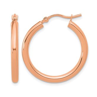 Diamond2Deal 14k Gold Polished 2.5mm Round Lightweight Tube Hoop Earrings