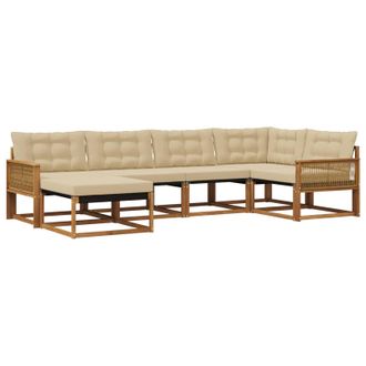 vidaXL Conjunto De Sof&aacute;s De Exterior Con Coj&iacute;n 6 Pcs Natural Y Beige Vidaxl