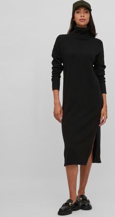 Vila Strickkleid VILA VIRIL ROLLNECK MIDI DRESS, Damen, Gr. XS, N-Gr, schwarz, Feinstrick, Obermaterial: 50% Viskose, 27% Nylon, 23% Polyester, regular fit