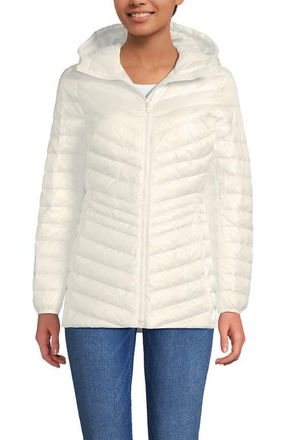 Lands End Ultralight Packable Down Jacket in Ivory Shine at Nordstrom, Size X-Large